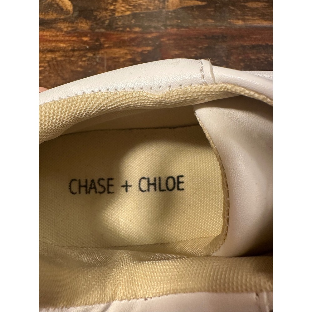 CHASE + CHLOE White Platform Sneakers Women's Size 37 Chunky Sole Lace Up - Picture 2 of 11